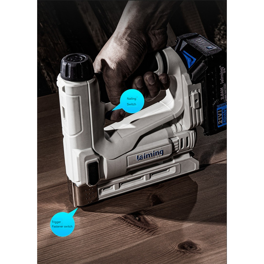 2 in 1 Cordless Electric Nail Gun Lithium Battery Charging Mode Dual-use Nail Gun for Upholstery Car