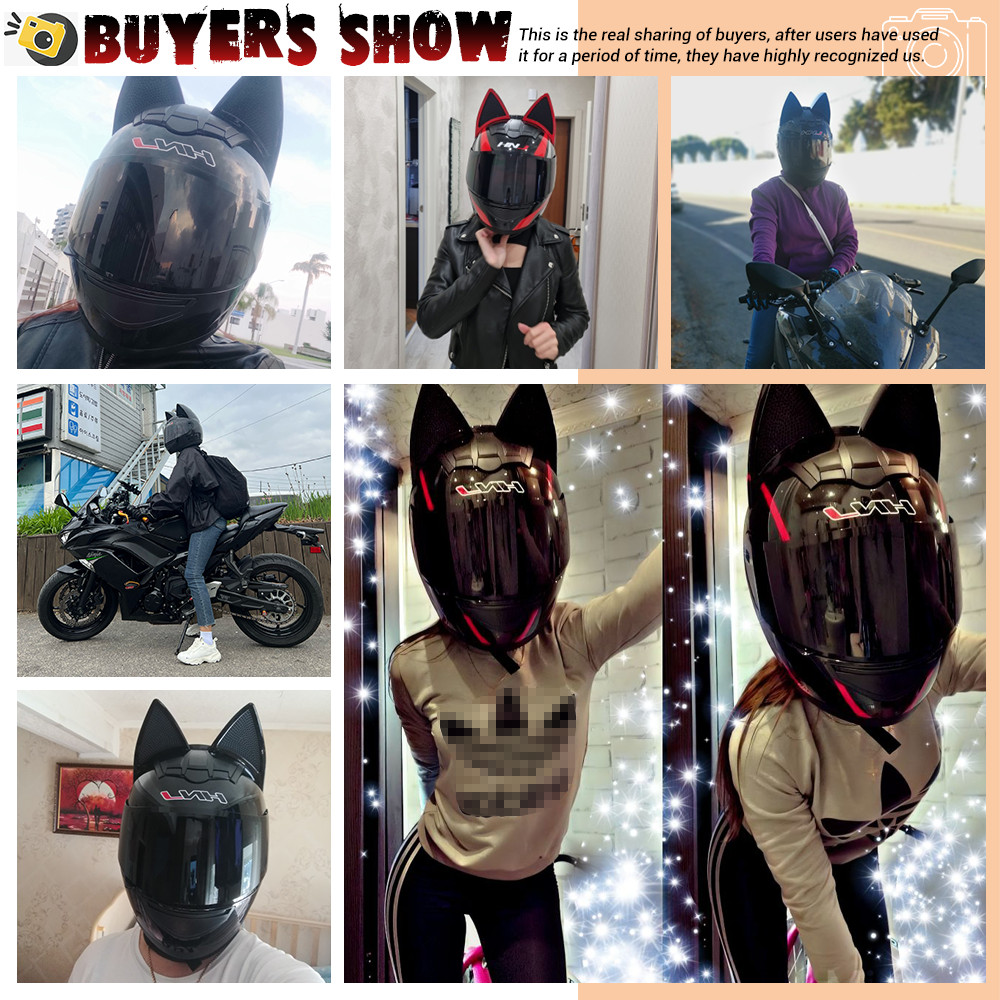 HNJ Motorcycle Helmet Casco Moto Off-road Helmet Removable Cat Ear Four Seasons Breathable Motocross