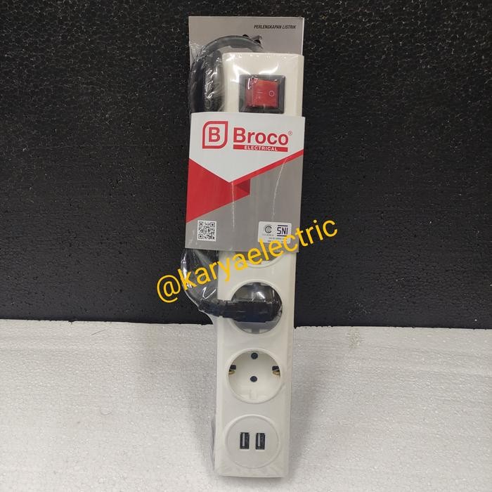 Stopkontak / Stop Kontak Broco 4Lb + Saklar + Usb + Kabel 15853