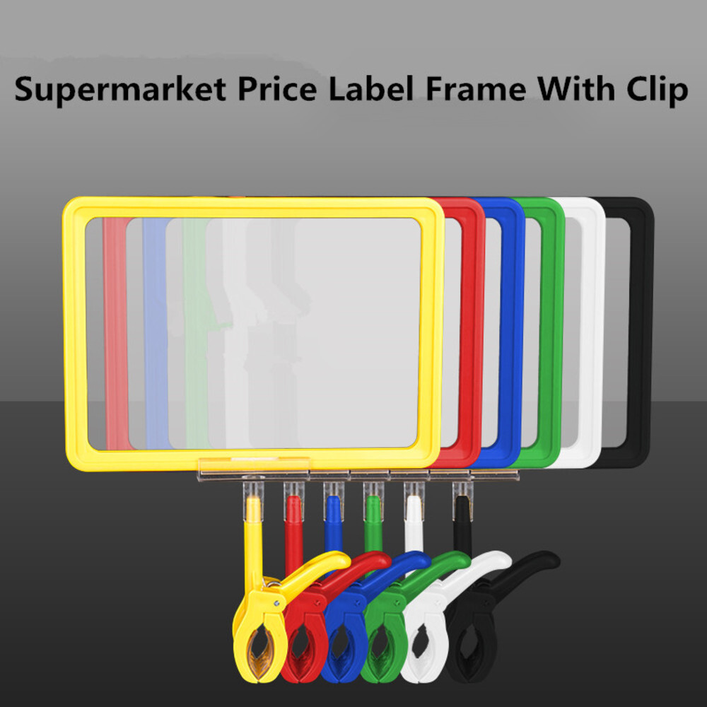 

5 Pieces A5 Supermarket Plastic Price Sign Holder With Pop Clip Product Price Paper Label Frame