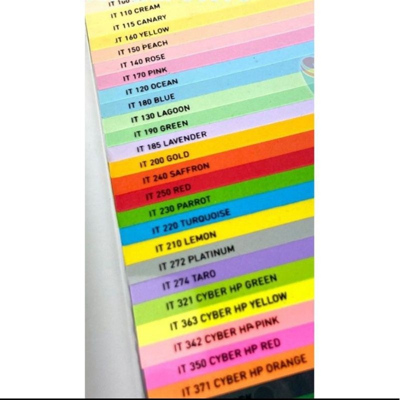 

100 lembar KERTAS HVS BERWARNA PAPERFINE 100 A4 80gsm