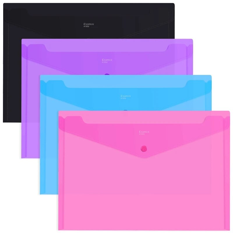 

1Pc Comix A3 A4 A6 Check Size Pp Button Bag Envelop Button File Folder Clear Document Folders