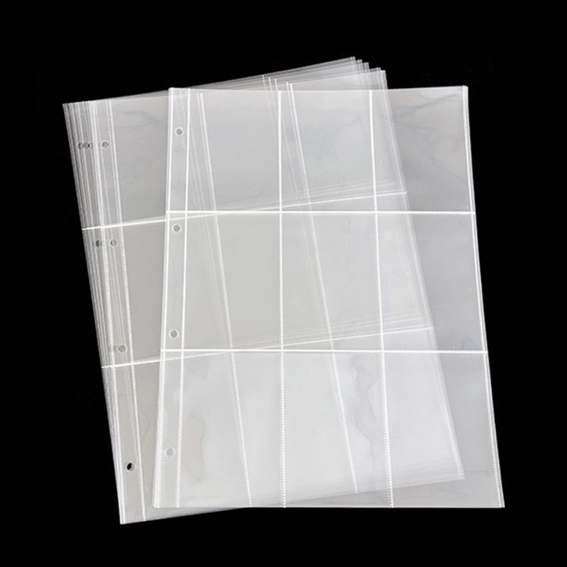 

10Pcs A4 Clear Photo Album Refill Pages File Protector 4 Hole Binder Photocards Postcard Card