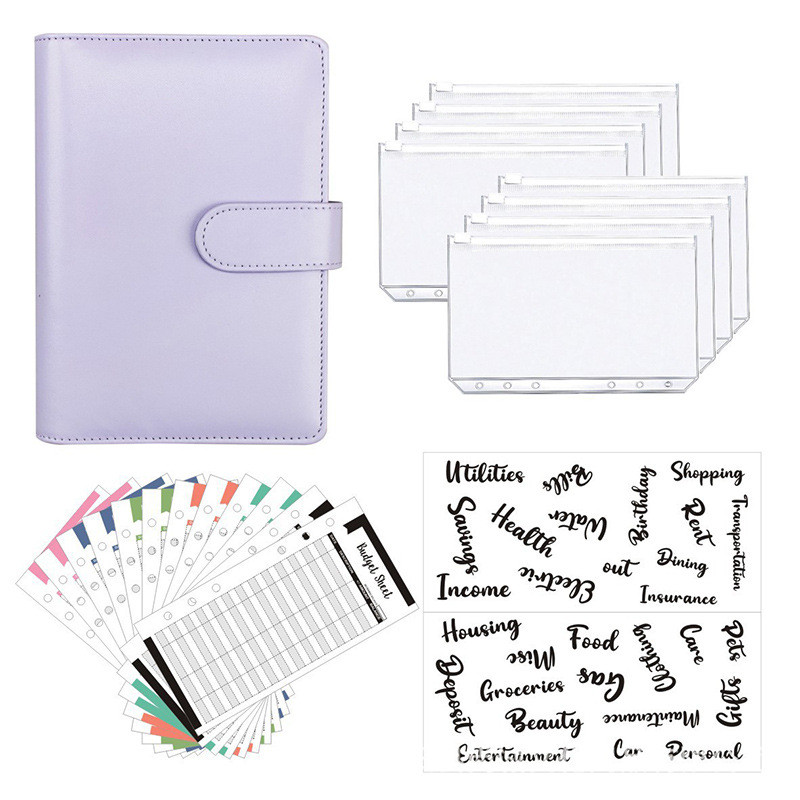 

A6 Budget Binders Planner 6 Hole 8 Zipper Envelopes 2 Stickers In One Notebook Wallet For Save Money