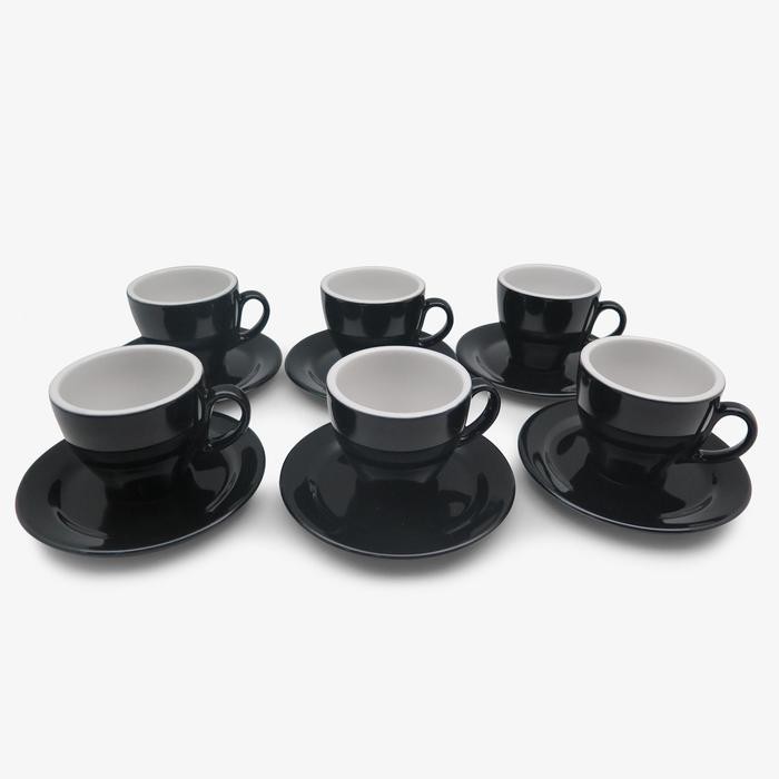 Paket Cangkir Kopin Hitam 6 Pcs Porcelain Mug 220 ml Set