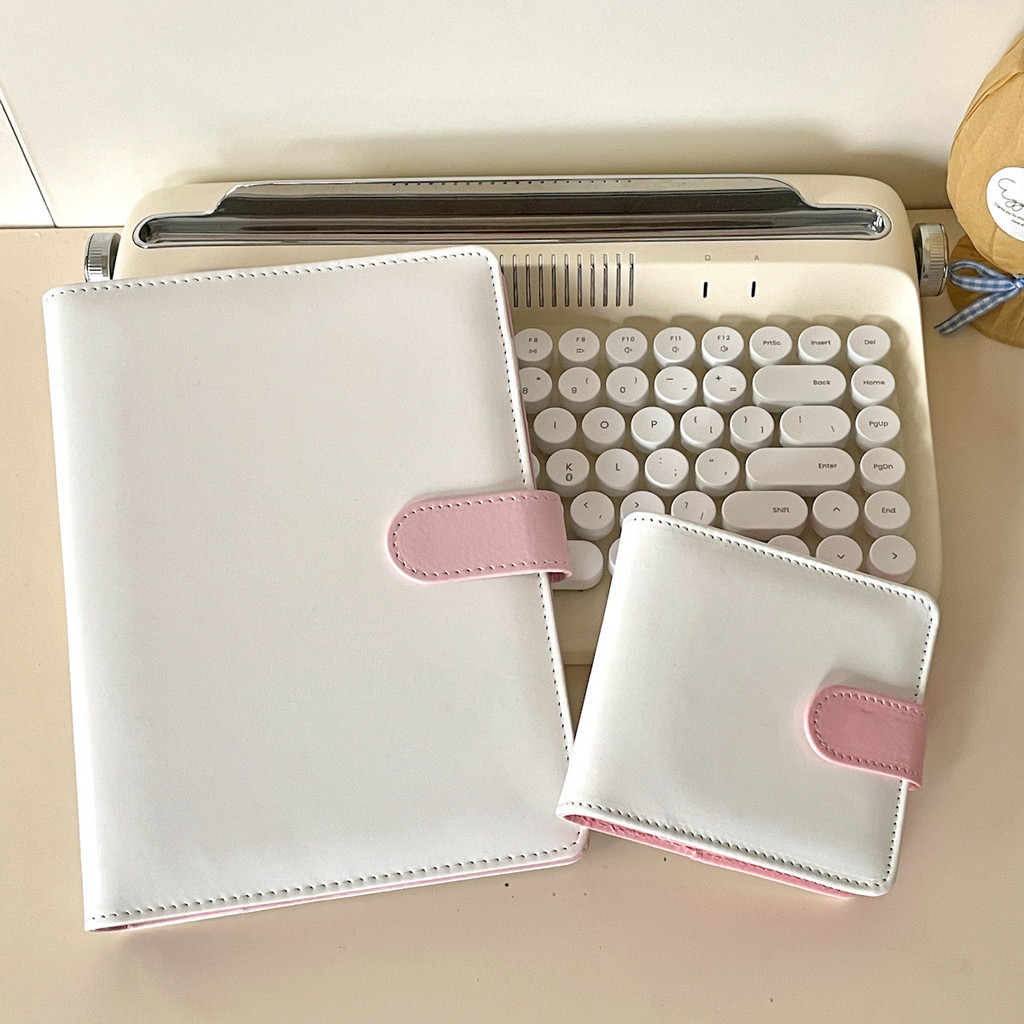 

Sharkbang A5 Mini Pu Magnetic Collect Book Full Set With 20 Sheets Refill Bags White And Pink Binder