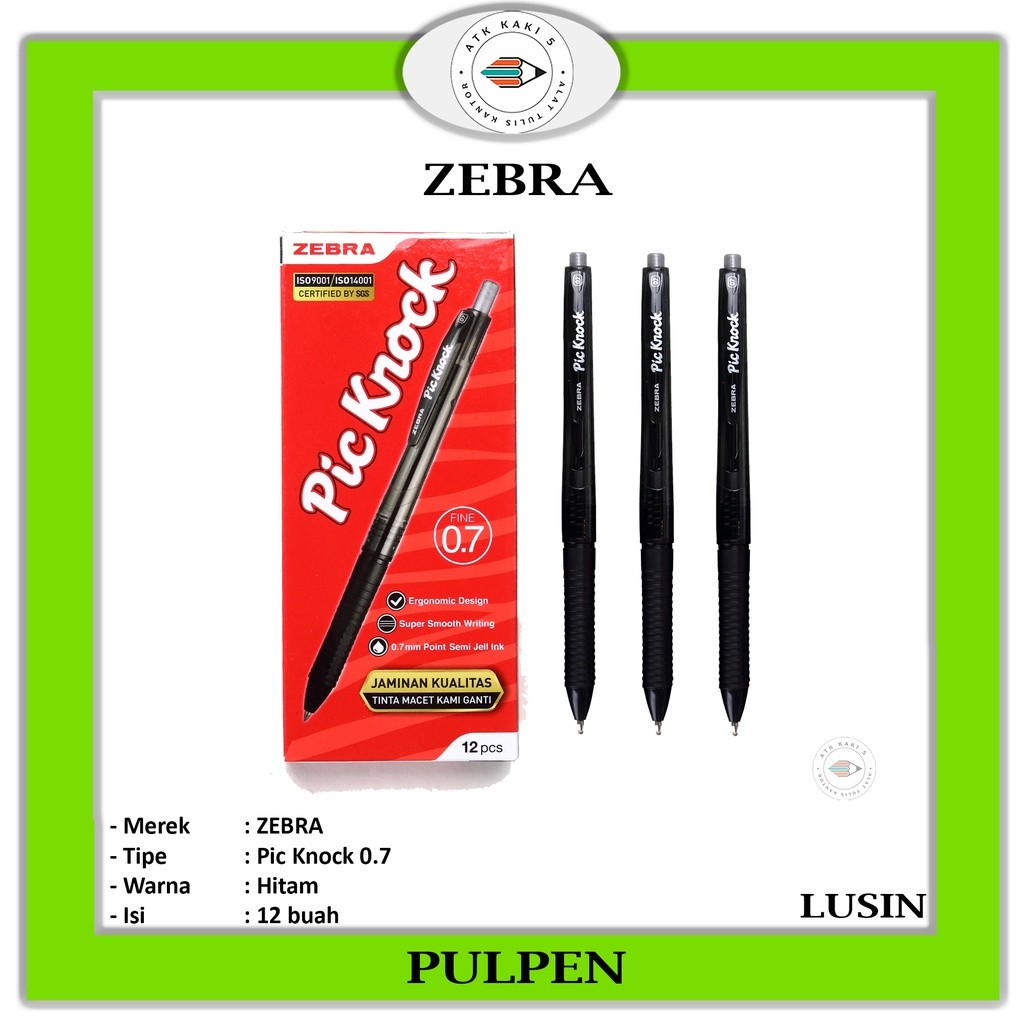 

ZE - Pena Gel Pic Knock 0.7mm Hitam - LUSIN
