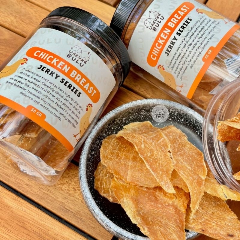 Chicken Breast Jerky 50 gram Snack for Dog and Cat Anjing dan Kucing dari 100% daging dada ayam