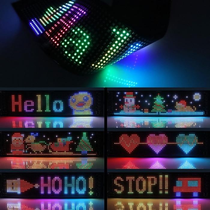 PANEL MODUL LED MATRIX LAMPU MOBIL BLUETOOTH FLEKSIBEL RUNNING TEXT ANIMASI COLORFUL SCREEN 5V