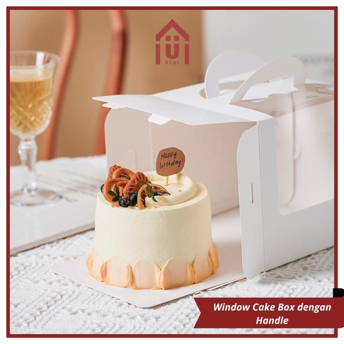 

Uniso - Cake Box Kotak Kue Ulang Tahun Tenteng Handle Portable Window Cake Box Kotak Hadiah Kue