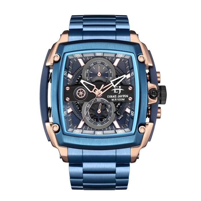 Evans Jayden Jam Tangan Pria 9553 Rantai Stainless Kaca Sapphire Steel Chronograph Water Resistant