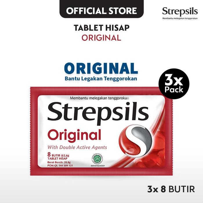 

PastikanTerjaminMutunya- Strepsils Original 8s x3 - Permen (Tablet Hisap) Pelega Tenggorokan