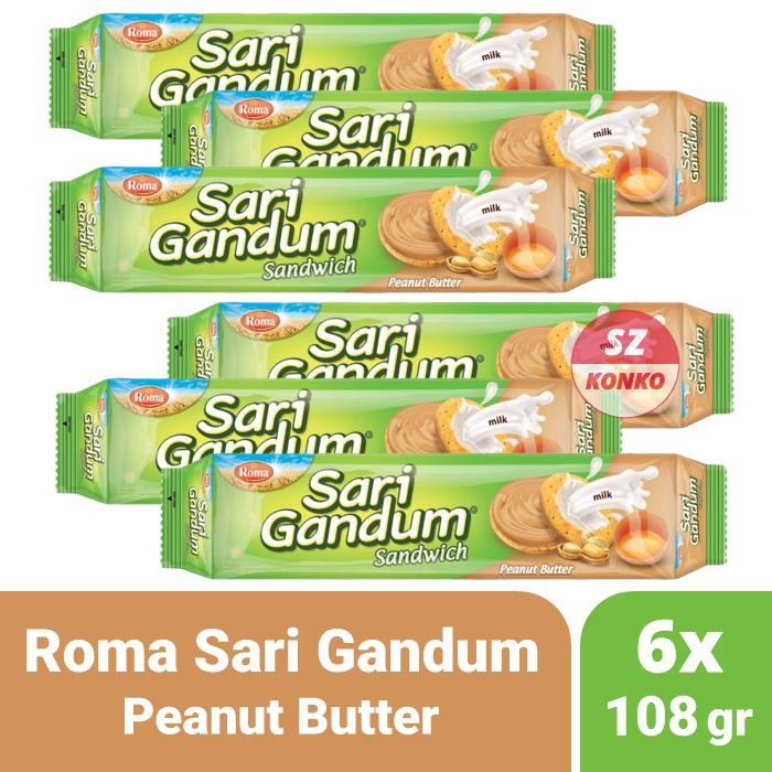 

PastikanTerjaminMutunya- Six Pack - 6x Roma Sari Gandum Peanut Butter 115 gr - Biskuit Sandwich