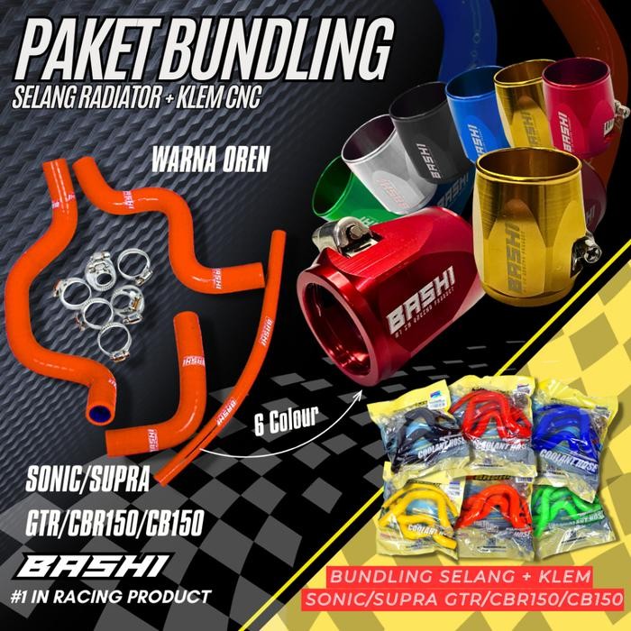 PREMIUM Bashi Paket Selang Radiator Coolant Hose Include Klem CNC HONDA SONIC/SUPRA GTR/CBR150/CB150