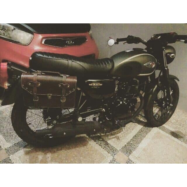 PREMIUM Tas motor/Side Bag Retro asli kulit untuk W175