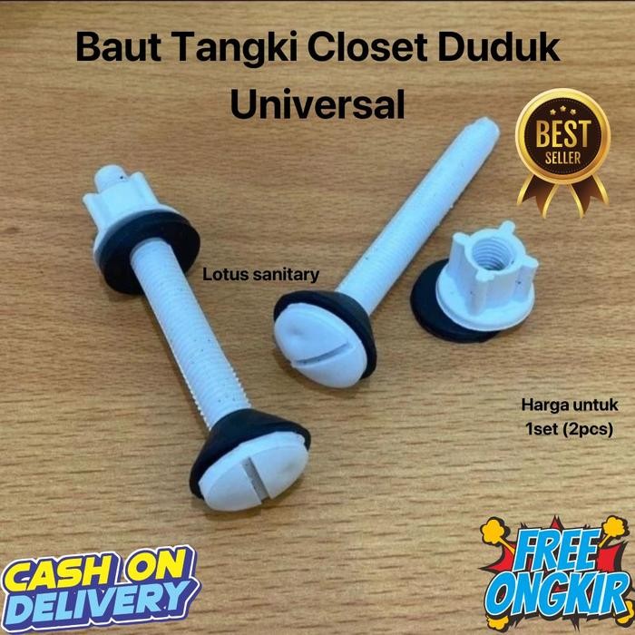 PREMIUM baut tangki closet duduk universal / breket mur plastik kloset part