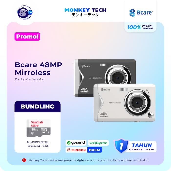 Cam- Bcare Mirrorless Pocket Digital Camera 48Mp - Kamera Digital 4K 48 Mp