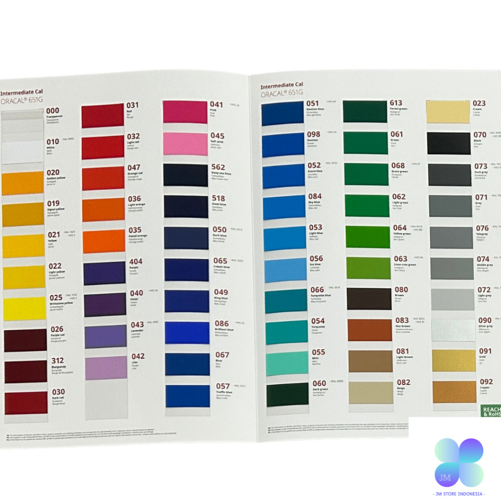 

Oracal Buku Katalog Stiker TERBARU 651G 651M 8 8300 8100