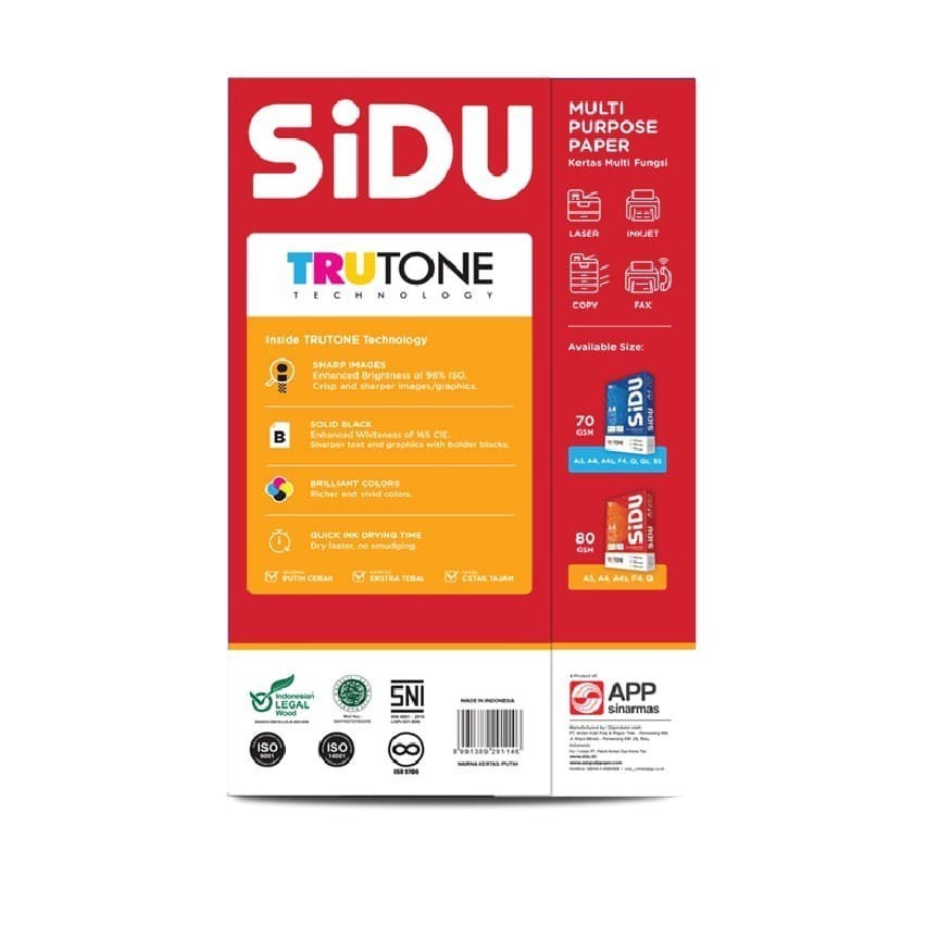 

- SIDU F4 80 RIM Kertas HVS Folio Sinar Dunia 80 gsm