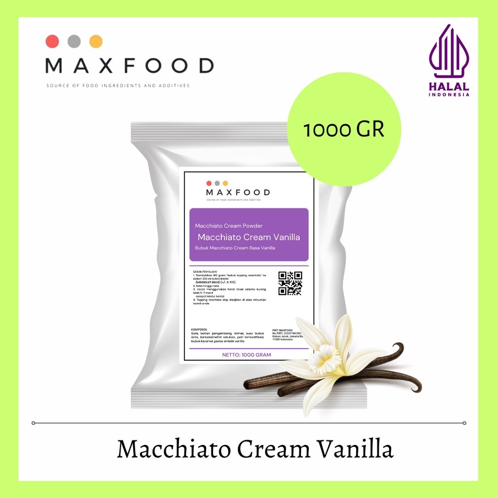 

MAXFOOD - Macchiato Vanilla Powder / Bubuk Topping Minuman Macchiato Rasa Vanilla 1Kg