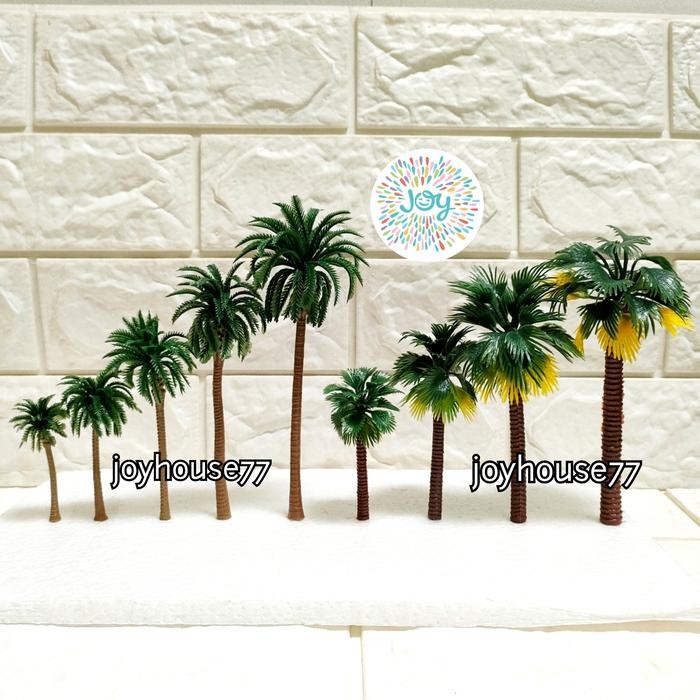 1pc Miniatur Pohon Kelapa Plastik Palm Toper Kue Mainan Prakarya Maket *