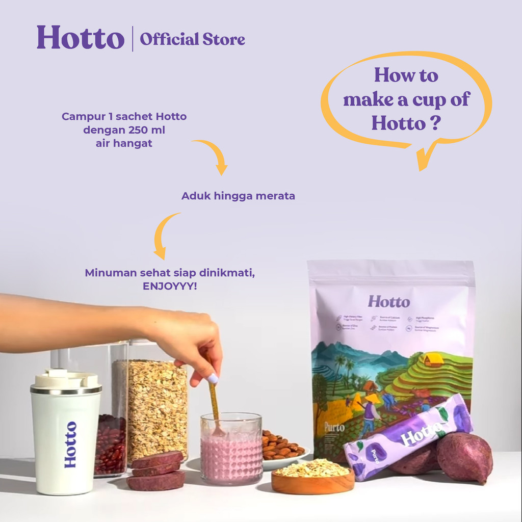 

Hotto Purto Multigrain with Purple Potato Minuman Oatmeal Sereal Kaya Serat Nutrisi Edisi Sachet
