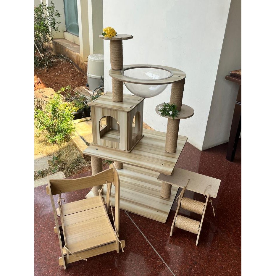 BUY ONE GET ONE Kandang Kucing Cat Tree House Wood Cat Plground Cat Condo Mainan Kucing Rumah Kucing