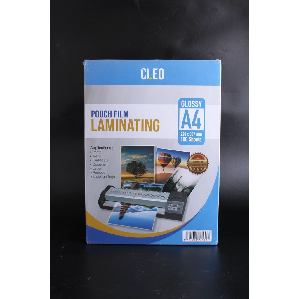 

TAB SHOP - CLEO LAMINATING POUCH 100MIC A4 100 SHEETS