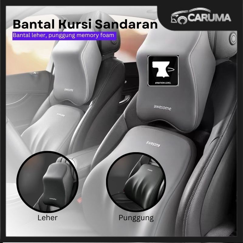 Bantal Kursi Mobil Sandaran Leher Punggung Memory Foam / Bantal Leher Mobil / Bantal 1 Set Mobil