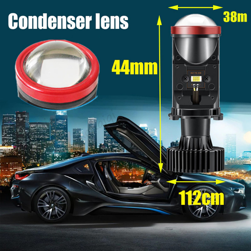 Monqiqi Lampu LED Mobil Motor H4 Mini Projector Projie Y7D