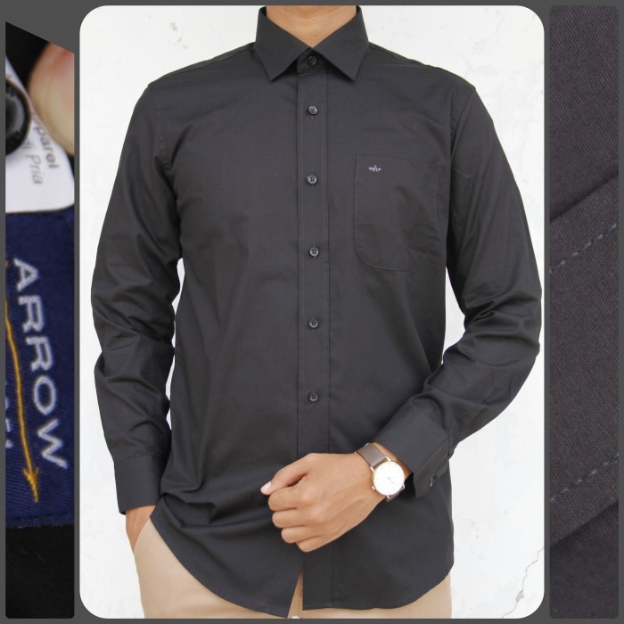 Modo- Kemeja Pria Lengan Panjang Arrow 01A Reguler Hitam Polos