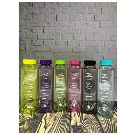 ID MY BOTTLE KOTAK BARU TUTUP BULAT BENING WARNA 500ML BIRU HIJAU HITAM KUNING