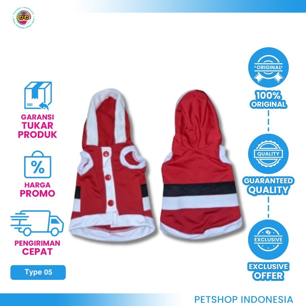 Baju Kucing Anjing Hoodie Natal - Baju Kucing Anjing Kecil