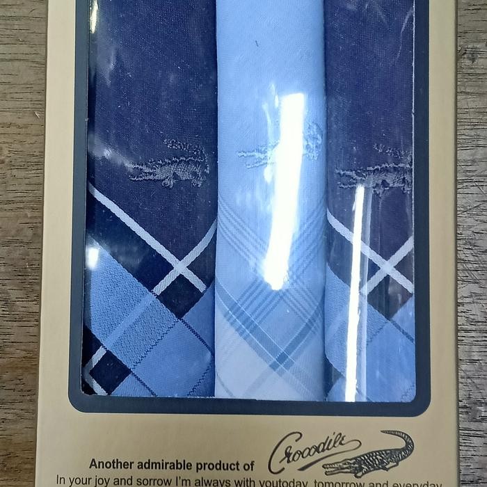 sapu tangan pria crocodile 3 in1 1box isinya 3 pis