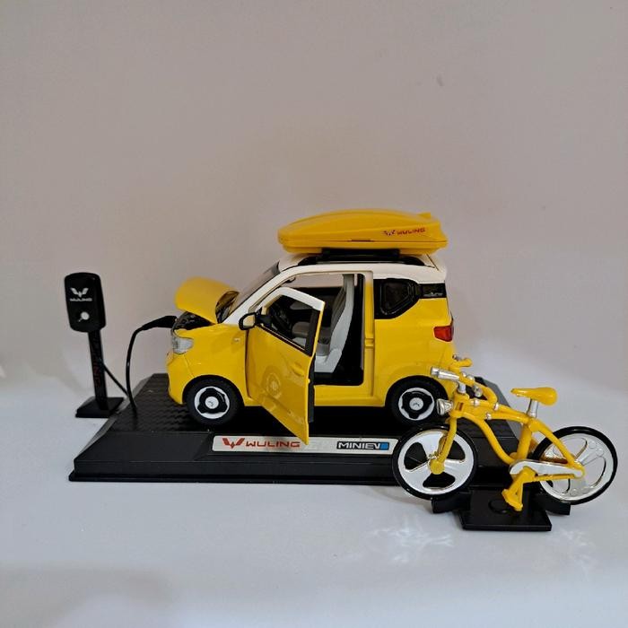 Diecast Metal Car Wuling Ev Dan Sepeda Miniatur Wuling Toy #Gratisongkir
