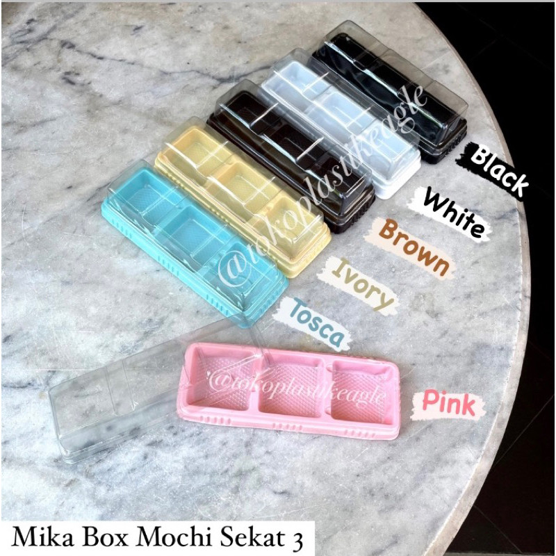 Bombardilomedis [Isi 25Pcs] Mika Box Mochi Sekat 3/ Kemasan Mochi Sekat 3