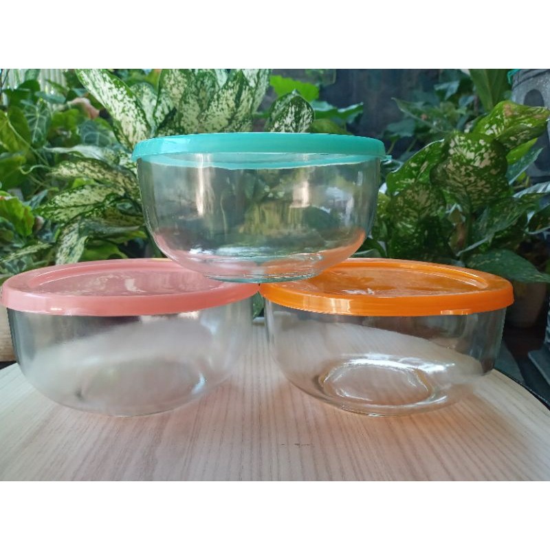 Bombardilomedis Mangkok Kaca + Tutup (15 Cm / 800Ml ) Mangkok Kaca Bening Mangkok Souvenir