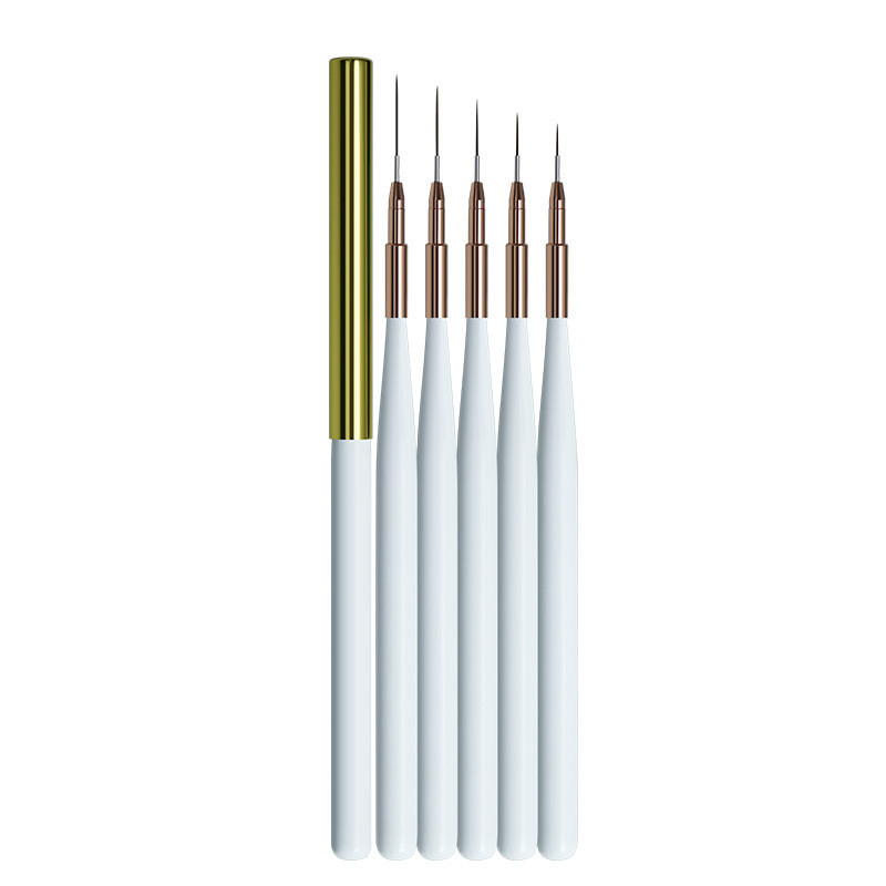 

Nail Art Liner Brush White Wood Handle Uv Gel Line Stripes Painting Drawing Pen Diy Manicure Brush