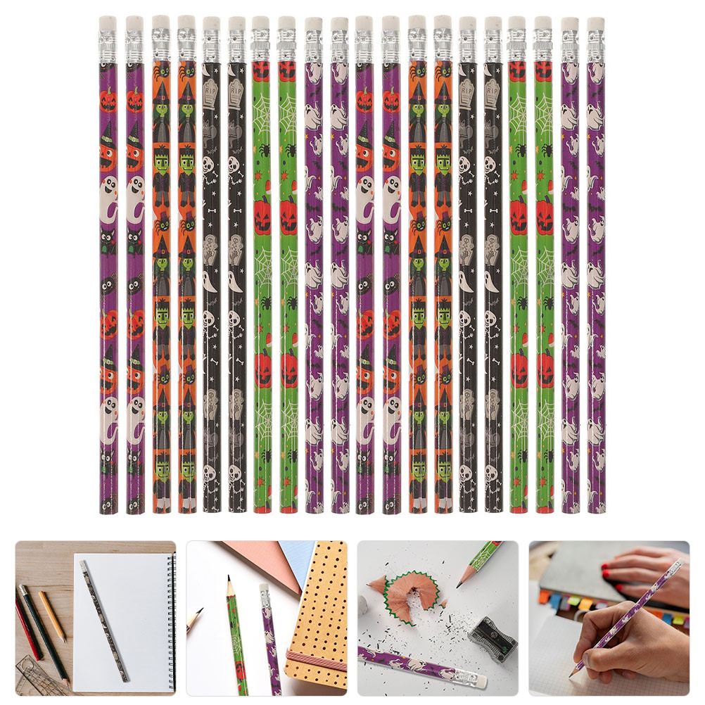 

30Pcs Halloween Wooden Pencils Kids Halloween Party Favors Trick Or Treat Gifts Pumpkin Ghost
