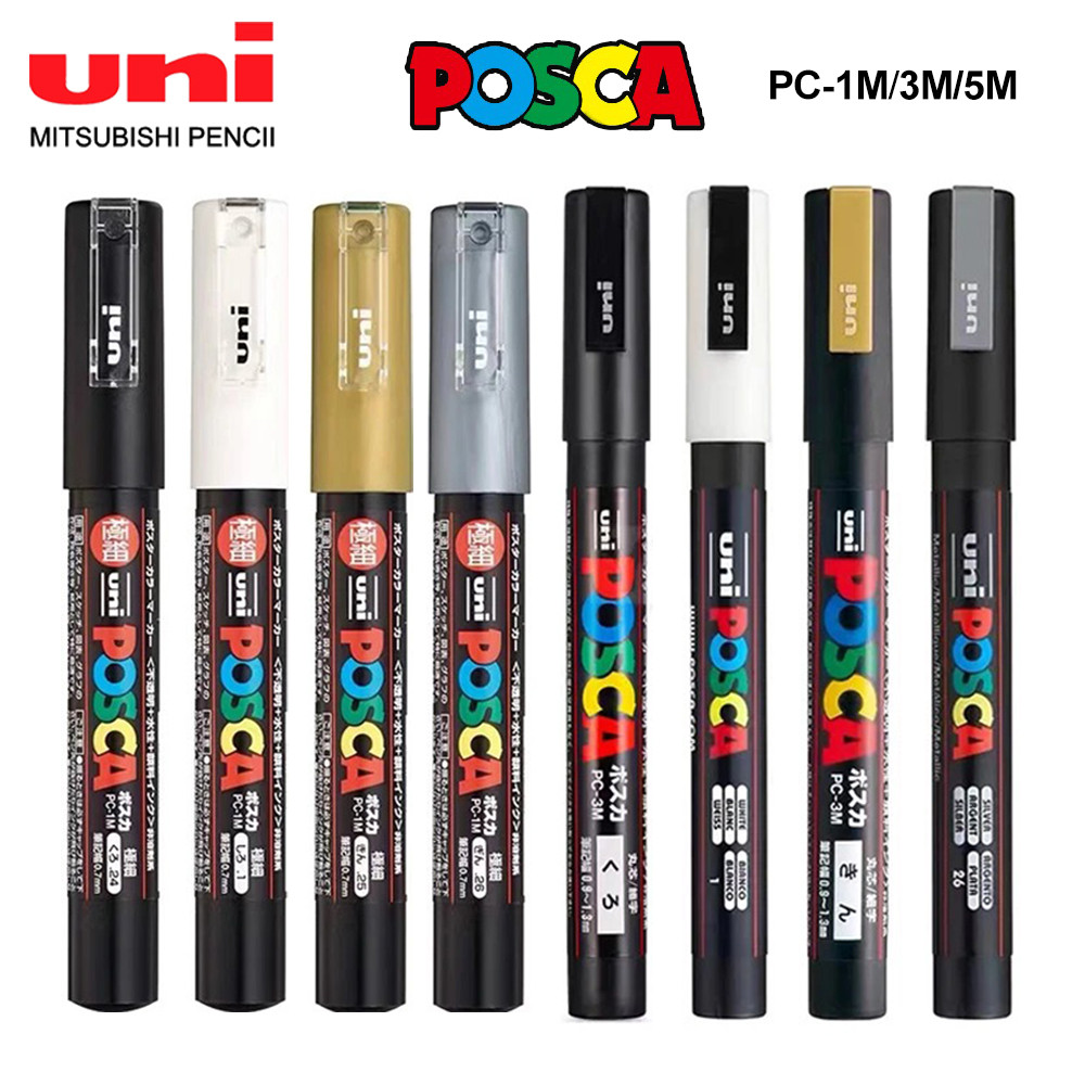 

1Pcs Japan Uni Posca Marker Pen Pc-1M/3M/5M Pop Poster Graffiti Permanent Acrylic Marker White Black