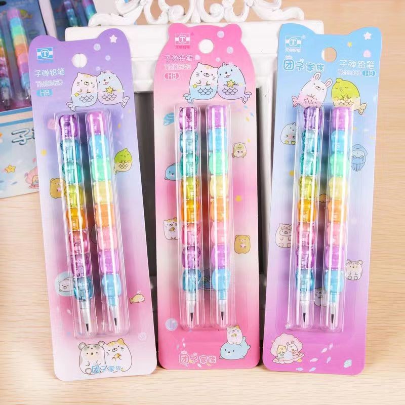 

2Pcs/Set Cute Bear Non Sharpening Mechanical Pencil Student Writing Pen School Office Supplies