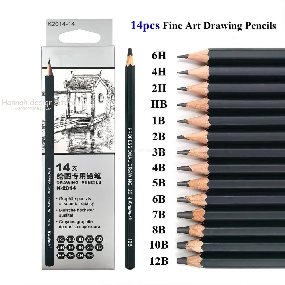 

14Pcs/Set Drawing Sketch Pencils Set Wooden Professional Art Supplies Hb 2B 6H 4H 2H 3B 4B 5B 6B 10B