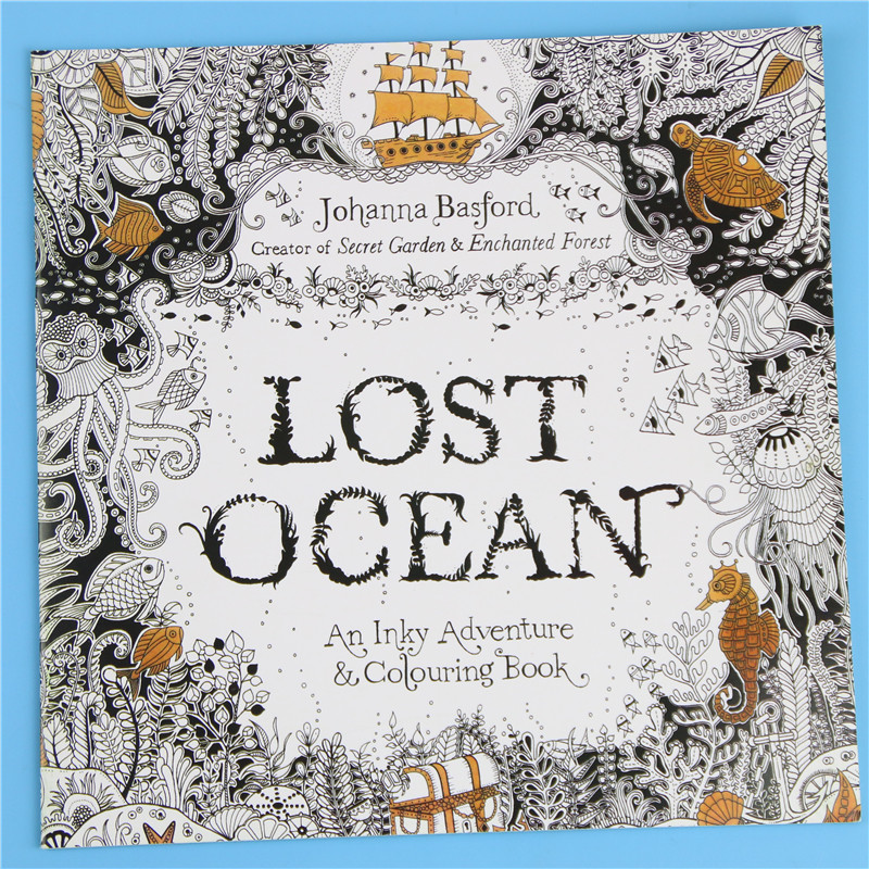 

1 Pcs 24 Pages Lost Ocean Inky Adventure Coloring Book For Children Adult Relieve Stress Kill Time