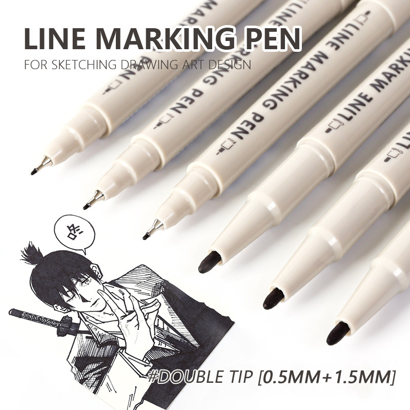 

6 Pcs/Set Double Tip Line Marking Pen Drawing Manga Outlining Art Marker Brush For Sketch Painting