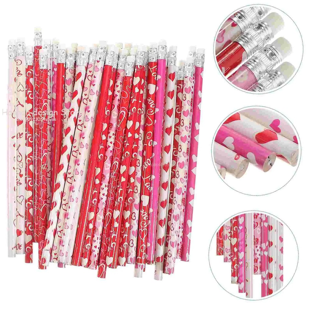

12Pcs Heart Love Wooden Writing Hb Pencil With Eraser For Valentine'S Day Party Favors Birthday