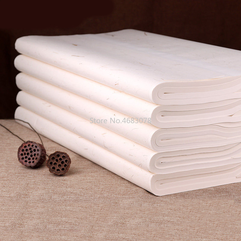 

100Pcs Xuan Paper Chinese Semi-Raw Rice Paper For Chinese Painting Calligraphy Or Paper Handicraft