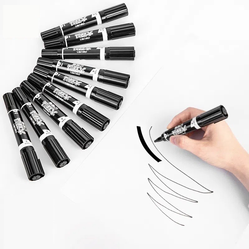 

5Pcs Deli Waterproof Permanent Dual Head Marker Pen Cd Glass Metal Wood Stone Painting Drawing Tool