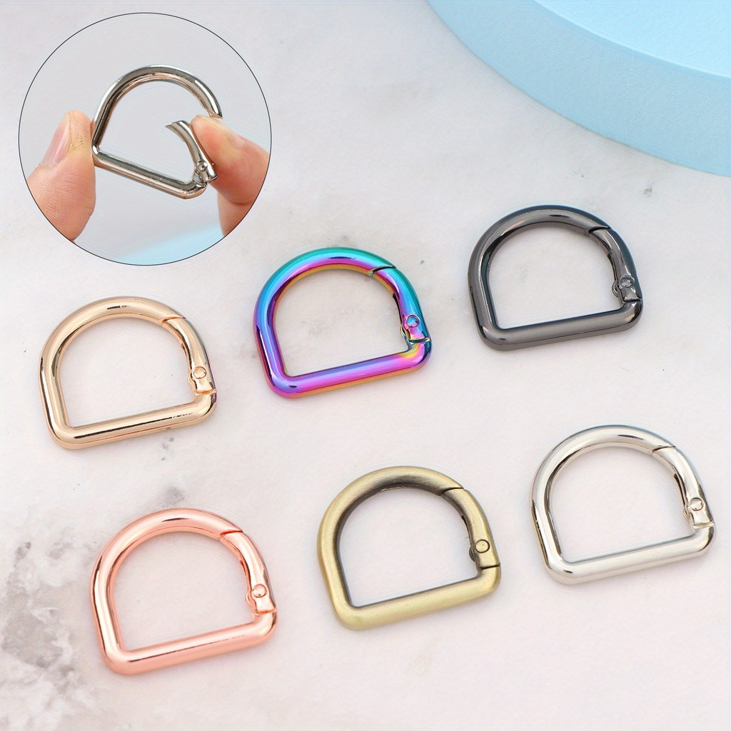 

5Pcs D Ring Spring Key Hooks, Keychain Clip D Ring Carabiner Clip Snap Hook Keyring Buckle For