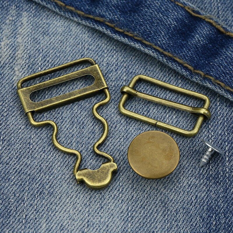 

Jeans Suspenders Buckle Set Fastener Rivets Denim Bib Sewing Accessories Clothes Overalls Metal