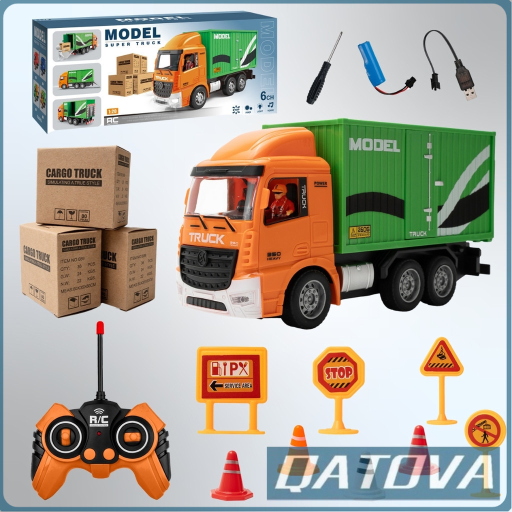 Qatova Mainan RC Box 6CH 1:20 Hengjian Remote Control Cargo Truck RC Mobil Box JNT JNE